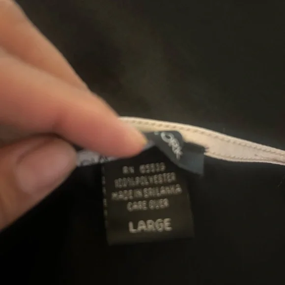 Jones New York Vintage Black Satin with White Straps Slip Dress Size Large - Picture 6 of 7